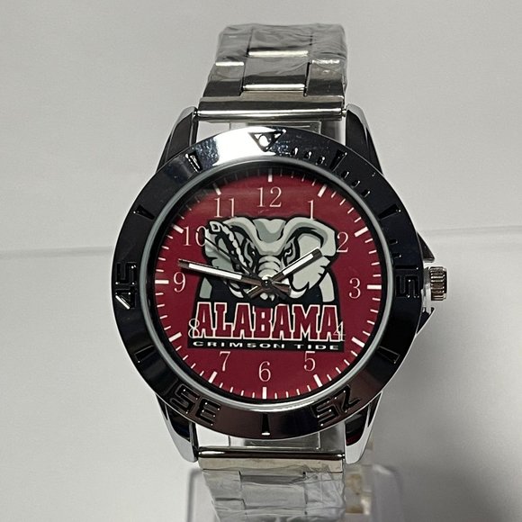 Alabama Crimson Tide NCAA Team Logo Men's Stainless-Steel Silver Watch NEW - Picture 8 of 9
